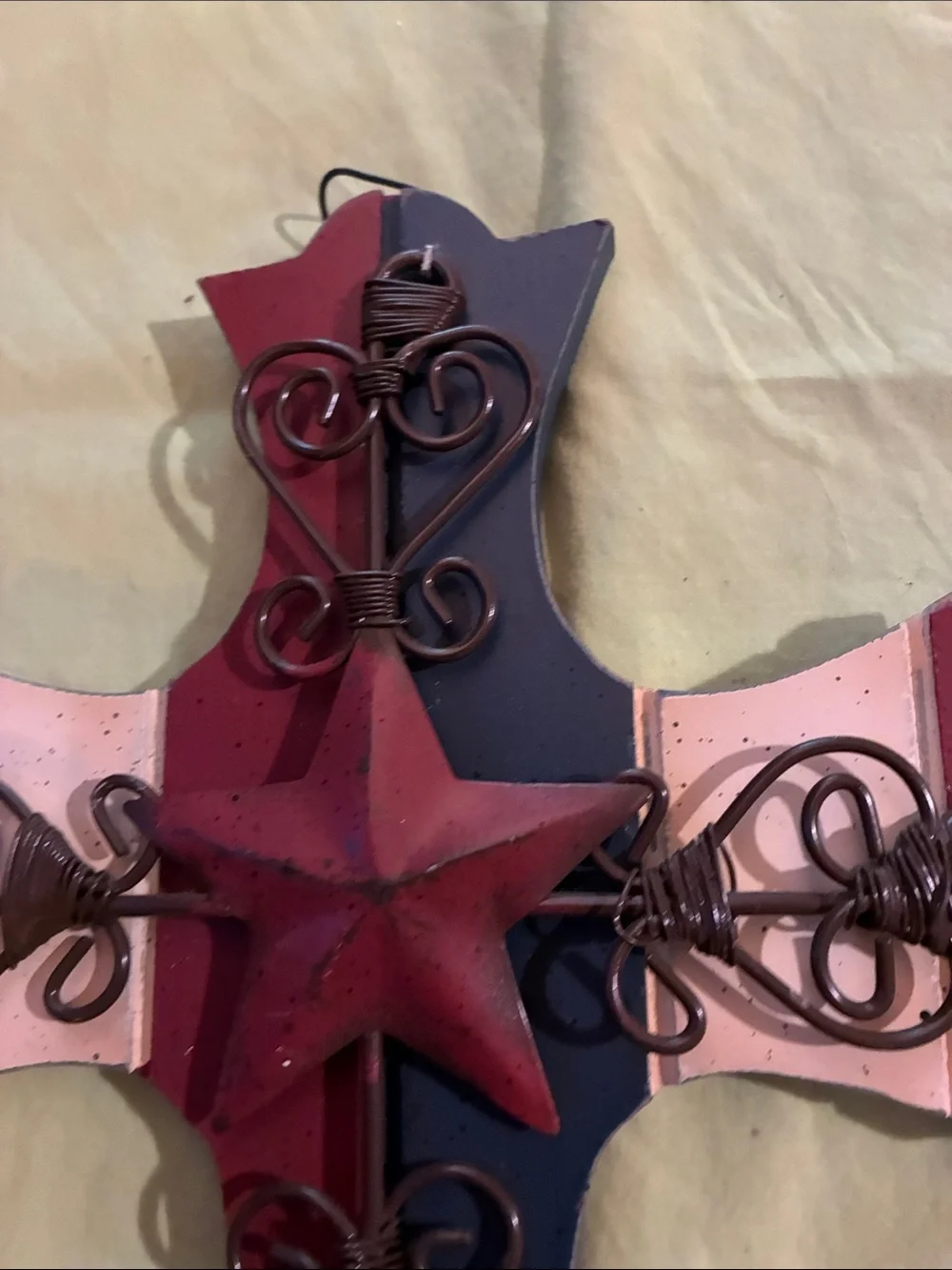 Hobby Lobby Red and Blue Layered Star Cross Wall Accent